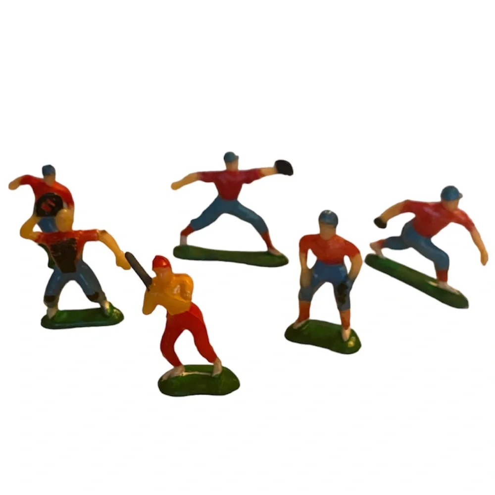 Vintage Action Figures Sports Baseball Toppers Toy Set Collectible 6pc Bundle